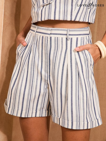 Love & Roses Navy Longline Tailored Blend Shorts (AR6218) | £36
