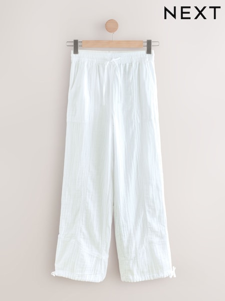 White 100% Cotton Double Cloth Pull On Harem Trousers (AR6232) | £28