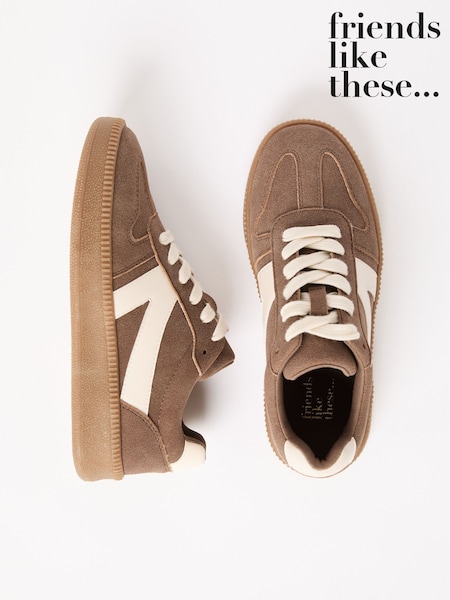 Friends Like These Brown Lace-Up Retro Gumsole Sports Trainers (AR6236) | £34