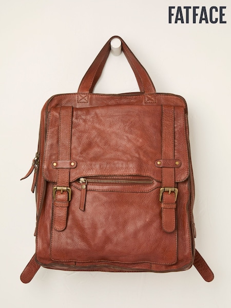 FatFace Chestnut Brown Leather Rucksack (AR6284) | £115