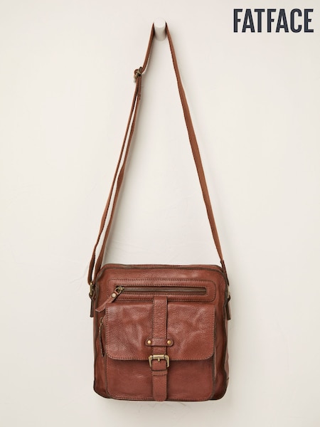 FatFace Chestnut Brown Leather Cross-Body Bag (AR6286) | £95