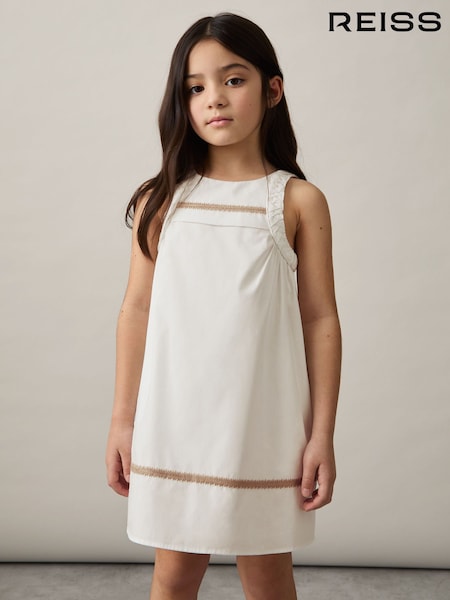 Reiss Ivory Rosie Plaited Trim Sleeveless Dress (AR6502) | £74
