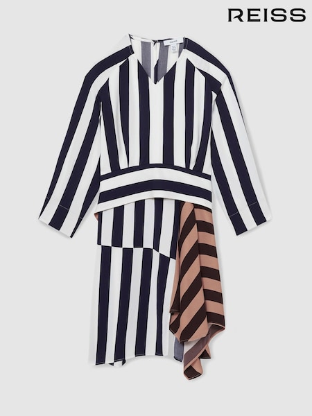 Reiss Multi Nola 13-14 yrs Stripe-Print Handkerchief Dress (AR6519) | £90