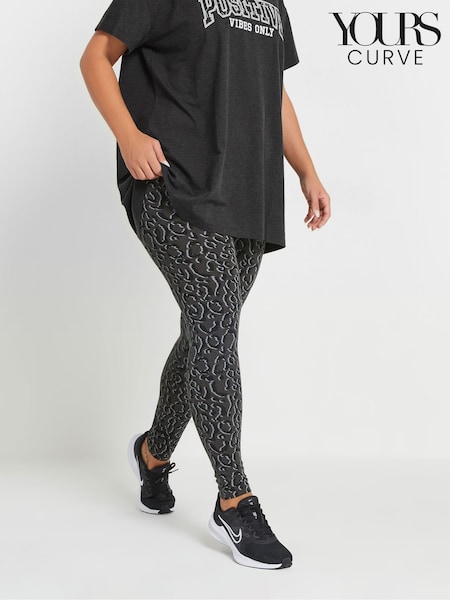 Yours Curve Grey Abstract Animal Print Leggings (AR6594) | £26
