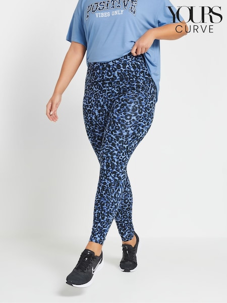 Yours Curve Blue Animal Print Swirl Active Leggings (AR6599) | £26