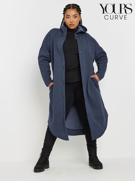 Yours Curve Purple Button Through Hooded Jacket (AR6626) | £39
