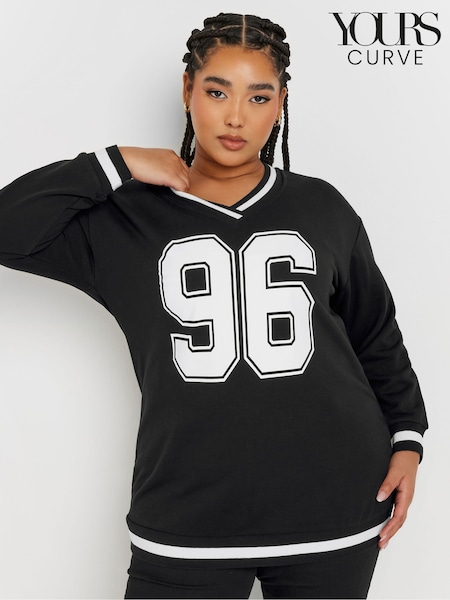 Yours Curve Black 96 Varsity Sweatshirt (AR6700) | £29