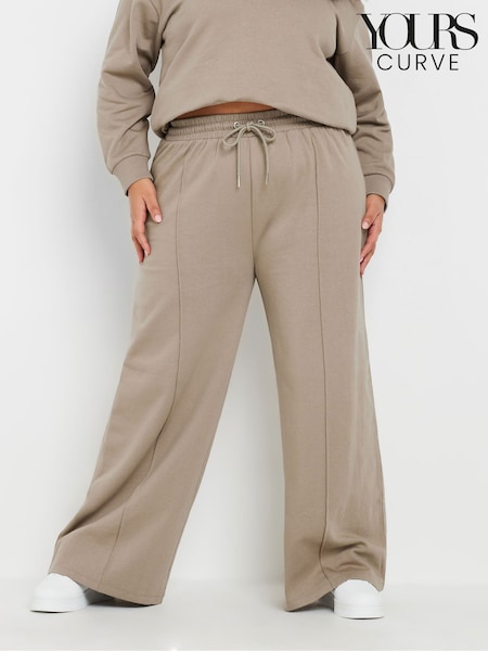 Yours Curve Brown Wide Leg Joggers (AR6709) | £24