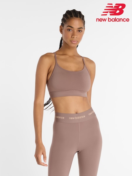 New Balance Pink Womens Linear Heritage Essential Yoga Bra (AR6734) | £40
