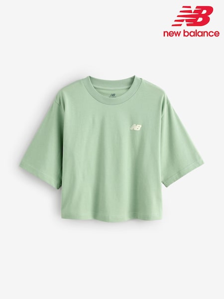 New Balance Green Womens Relaxed Linear Heritage T-Shirt (AR6739) | £35