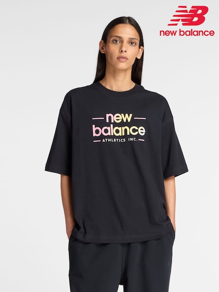 New Balance Black Womens Reimagined Oversized T-Shirt (AR6740) | £32