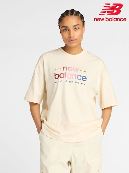 New Balance Cream Womens Reimagined Oversized T-Shirt (AR6741) | £32