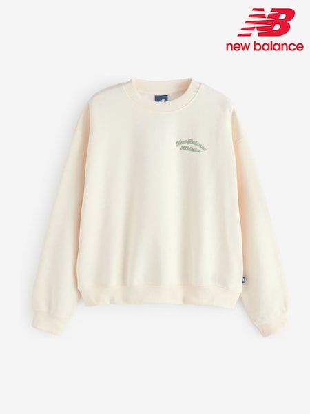 New Balance Cream Womens Linear Heritage Fleece Sweatshirt (AR6761) | £60