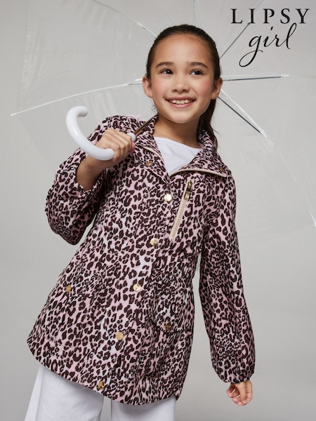 Lipsy Pink Leopard Print Lightweight Rain Coat (4-16yrs) (AR6805) | £46 - £52