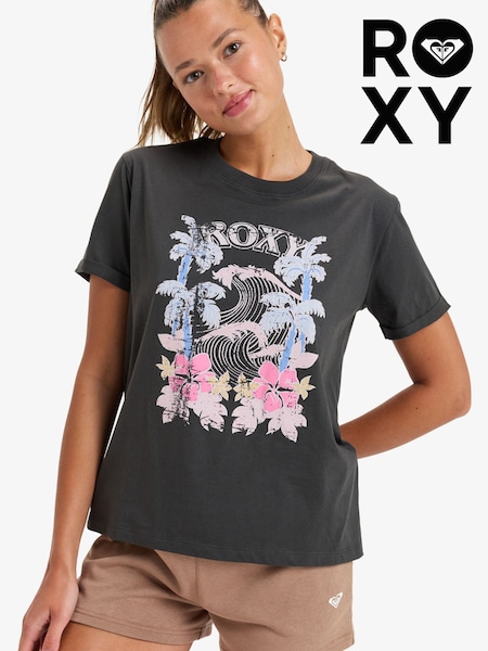 Roxy Grey Ocean Regular Poster Graphic Print Short Sleeve T-Shirt (AR6846) | £20