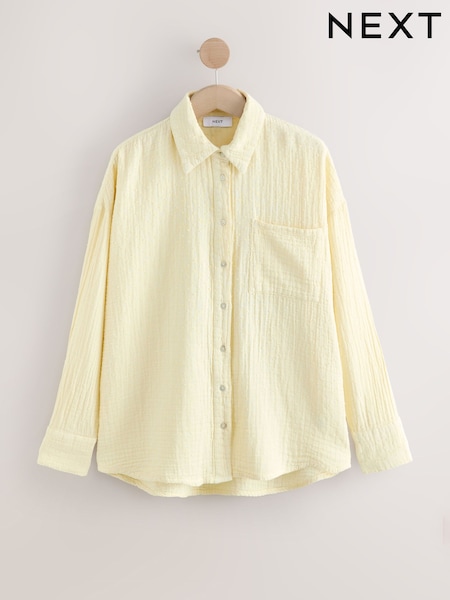 Pastel Yellow Long Sleeve Doublecloth Textured Shirt (AR6854) | £32