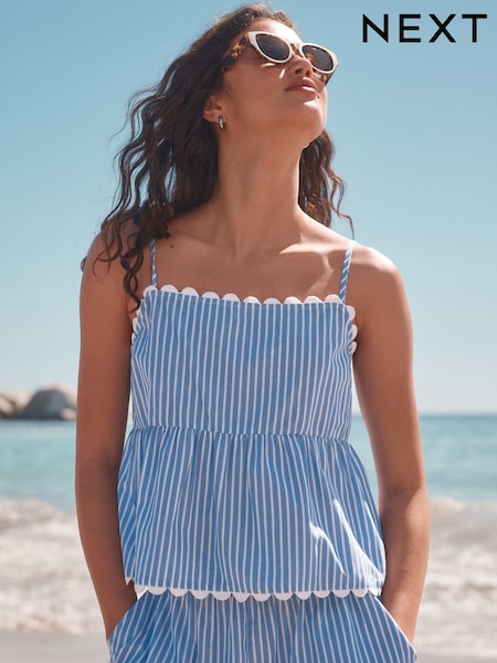 Blue/White Stripe Strappy Cami Top (AR6858) | £24