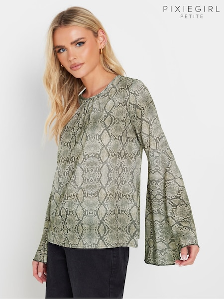 PixieGirl Petite Natural Snake Bell Sleeve Top (AR6887) | £29