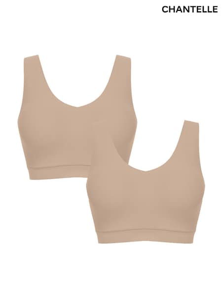 Chantelle Soft Stretch Seamless V-Neck Padded Crop Tops 2 Pack (AR6895) | £85
