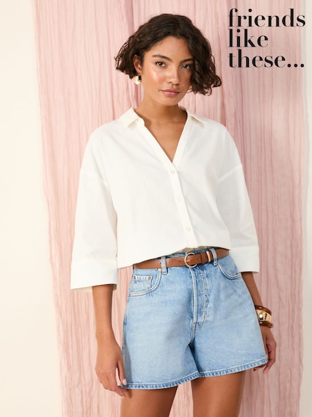 Friends Like These White Petite Linen Look Shirt (AR6964) | £32