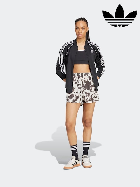 adidas Originals Natural Satin Cow Print Shorts (AR7072) | £35