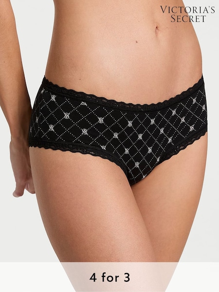 Victoria's Secret Black Diamond Cheeky Cotton Lace Waist Knickers (AR7208) | £9