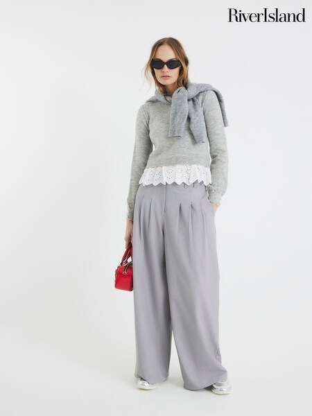 River Island Grey Frill Rara Jumper (AR7240) | £39