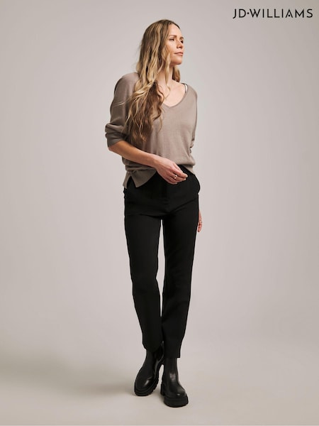 Anthology By JD Williams Black Ponte High Waist Tapered Trousers (AR7326) | £40