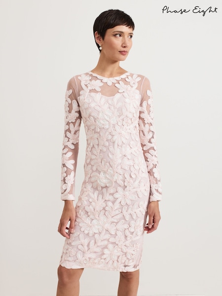 Phase Eight Blue Petite Karima Tapework Midi Dress (AR7366) | £229