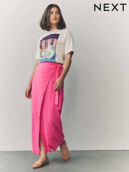 Pink Maxi Sarong Skirt with Linen (AR7422) | £26