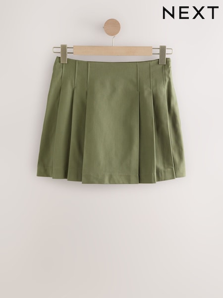Khaki Green Pleated Kilt Mini 100% Cotton Skirt (AR7427) | £35