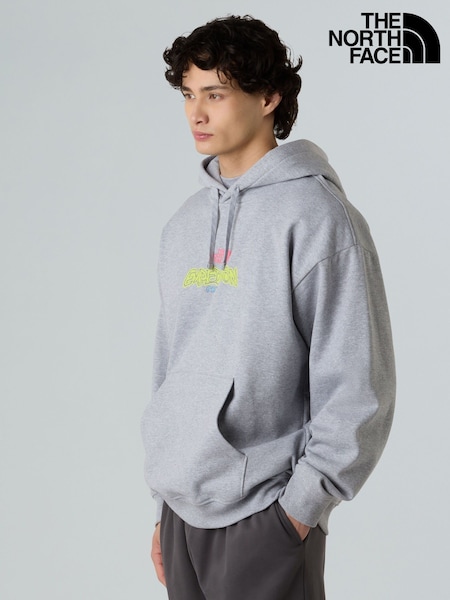 The North Face Grey Expedition Print Oversized Hoodie (AR7469) | £90
