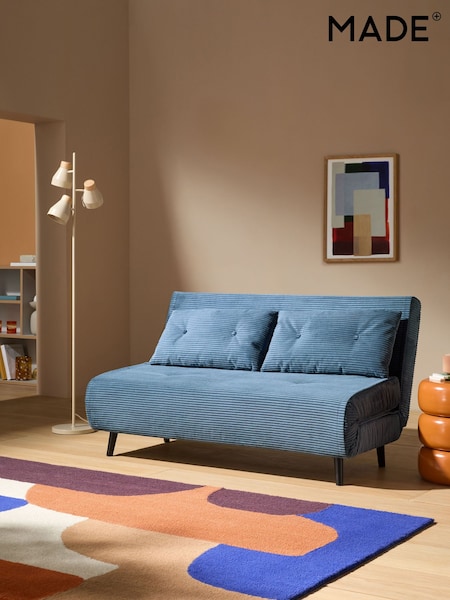 MADE.COM Steel Blue Corduroy Large Haru 2 Seater Sofa Bed (AR7671) | £550