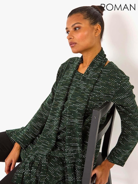 Roman Green Scarf Longline Stretch Tunic Top (AR7723) | £45