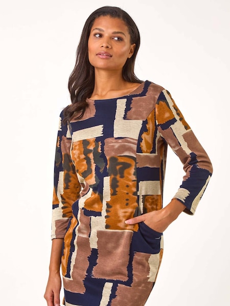 Roman Yellow Geometric Print Pocket Shift Dress (AR7759) | £50