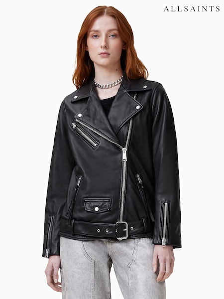 AllSaints Black Billie Pearly Biker Jacket (AR7776) | £799