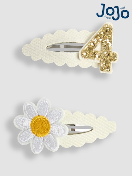 JoJo Maman Bébé Cream 2-Pack 4th Birthday Clips (AR7795) | £7.50