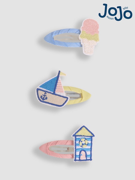 JoJo Maman Bébé Blue Beach Hut Clips 3 Pack (AR7796) | £7.50