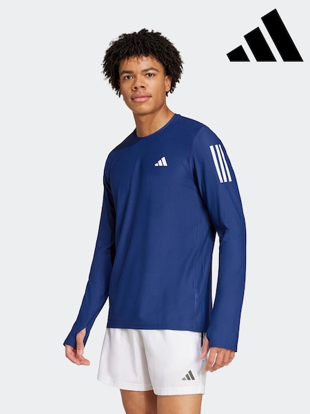 adidas Blue Own the Run Long Sleeve Long-Sleeve Top (AR7831) | £0