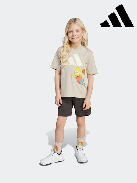adidas Brown The Simpsons T-Shirt and Shorts Set Little Kids (AR7836) | £38