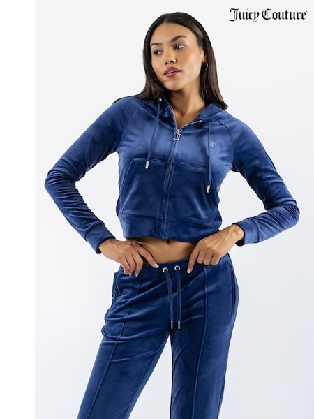 Juicy Couture Blue Classic Velour Hoodie With Juicy Logo (AR7883) | £85