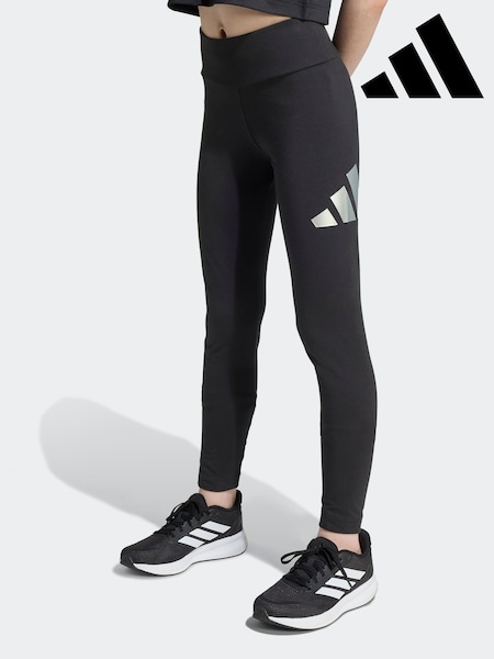 adidas Black Everyday Glam Cotton Kids Leggings (AR7901) | £18