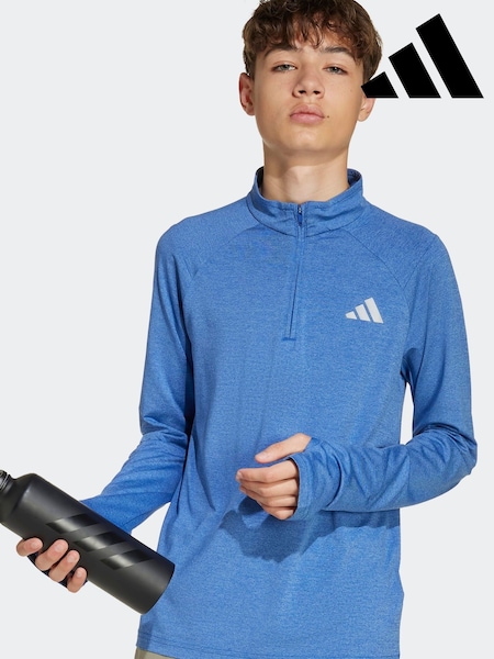 adidas Blue All Sports Favorite 1/4 Zip Long Sleeve Long-Sleeve Top Kids (AR7933) | £25