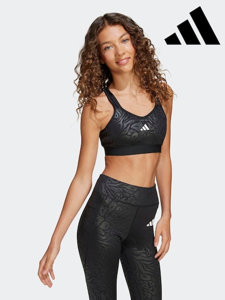 adidas Black All Sports Animal Print Kids Bra (AR7942) | £23