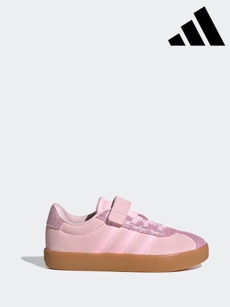 adidas Pink VL Court 3.0 Elastic Lace Kids Trainers (AR7951) | £33