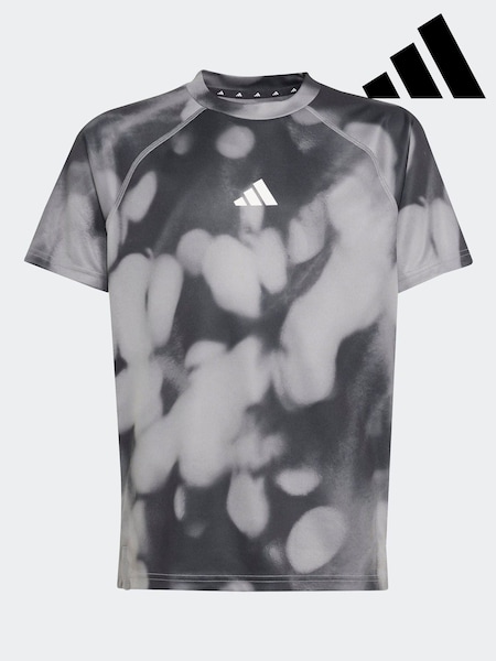 adidas Grey Training T-Shirt With Allover Graphic Kids (AR7955) | £23