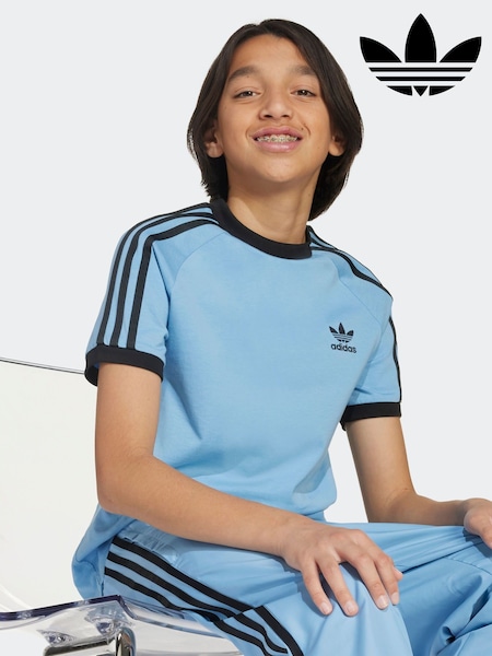 adidas Originals Blue Adicolor 3-Stripes T-Shirt Kids (AR8031) | £20
