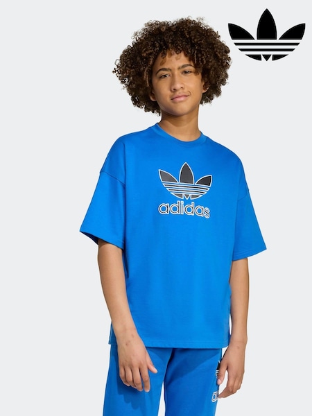 adidas Originals Blue Oversize Trefoil T-Shirt (AR8056) | £15