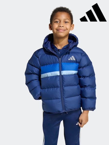 adidas Blue Synthetic Down Little Kids Jacket (AR8217) | £60