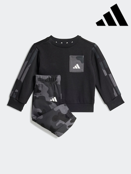 adidas Black Essentials Camo Fleece Sweat top & jogger set Set Infant Kids (AR8230) | £33